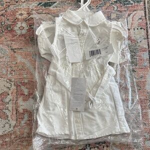 Ralph Lauren White Girls Button-Front Peter Pan Collar Top